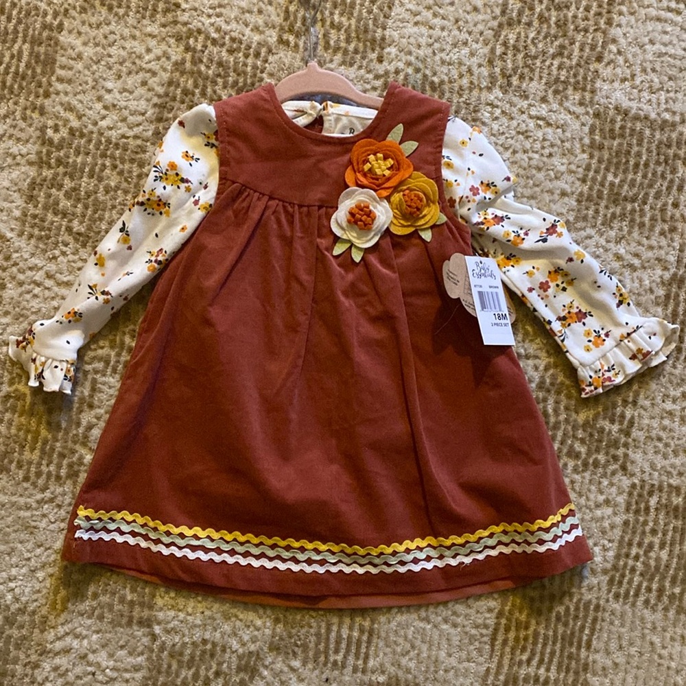 18 month baby essentials corduroy dress with long sleeve flower onsie